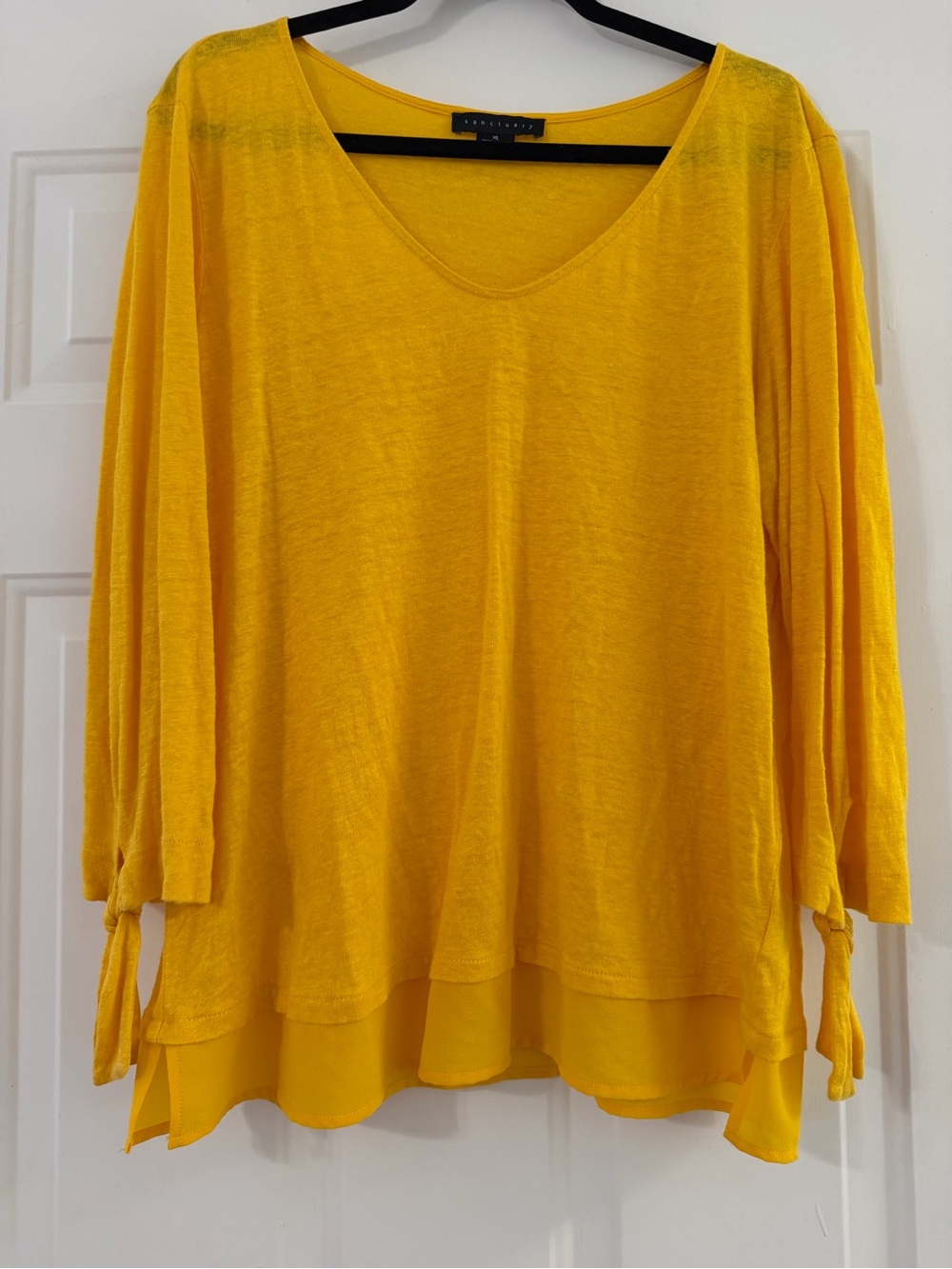 Sanctuary Yellow V-Neck Layered-Hem Tunic